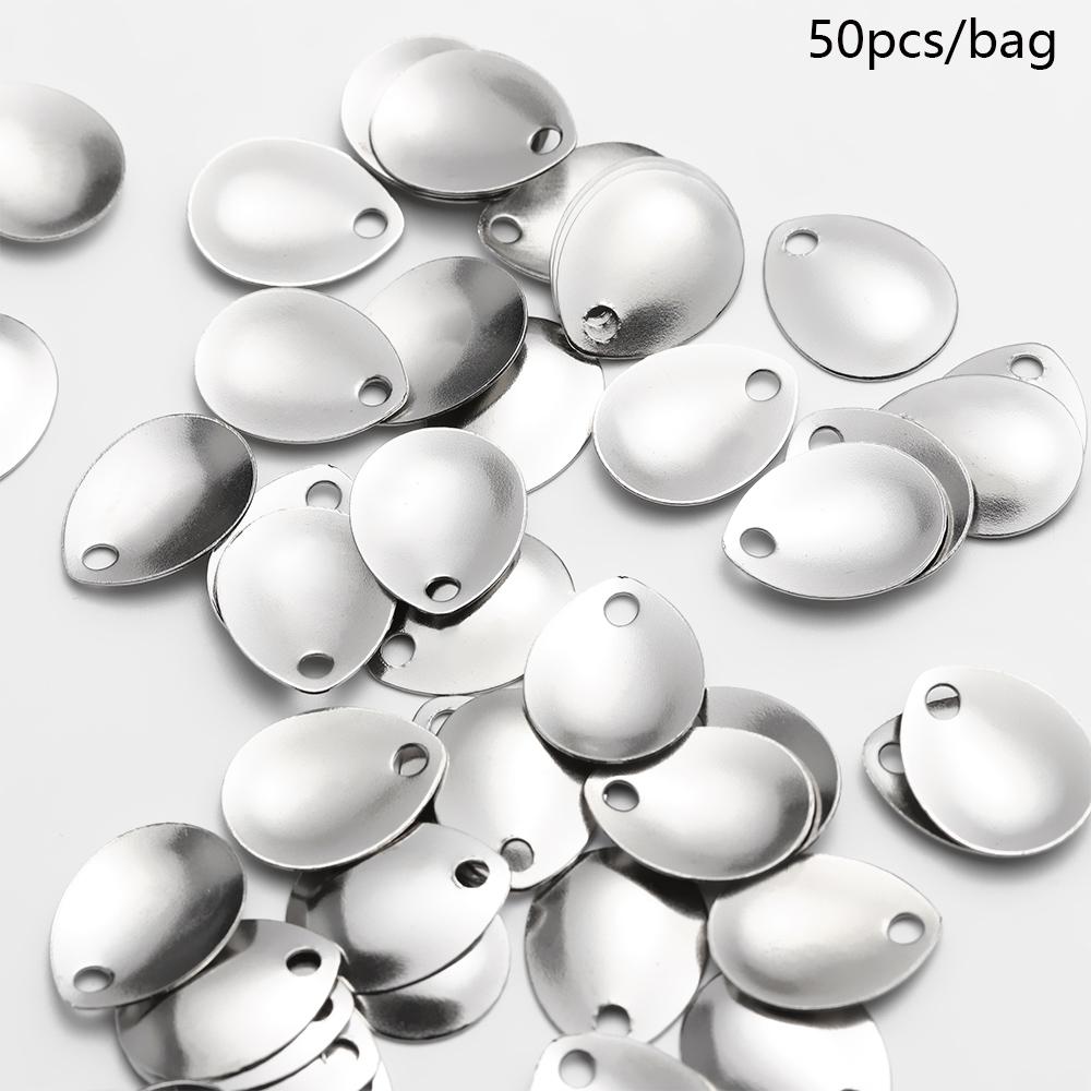 Fishing Lure Spoon - 50 adet gümüş pürüzsüz nikel Sequins